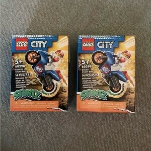 Retired Lot of 2 New LEGO City: Rocket Stunt Bike Motorcycles, Stuntz Set 60298